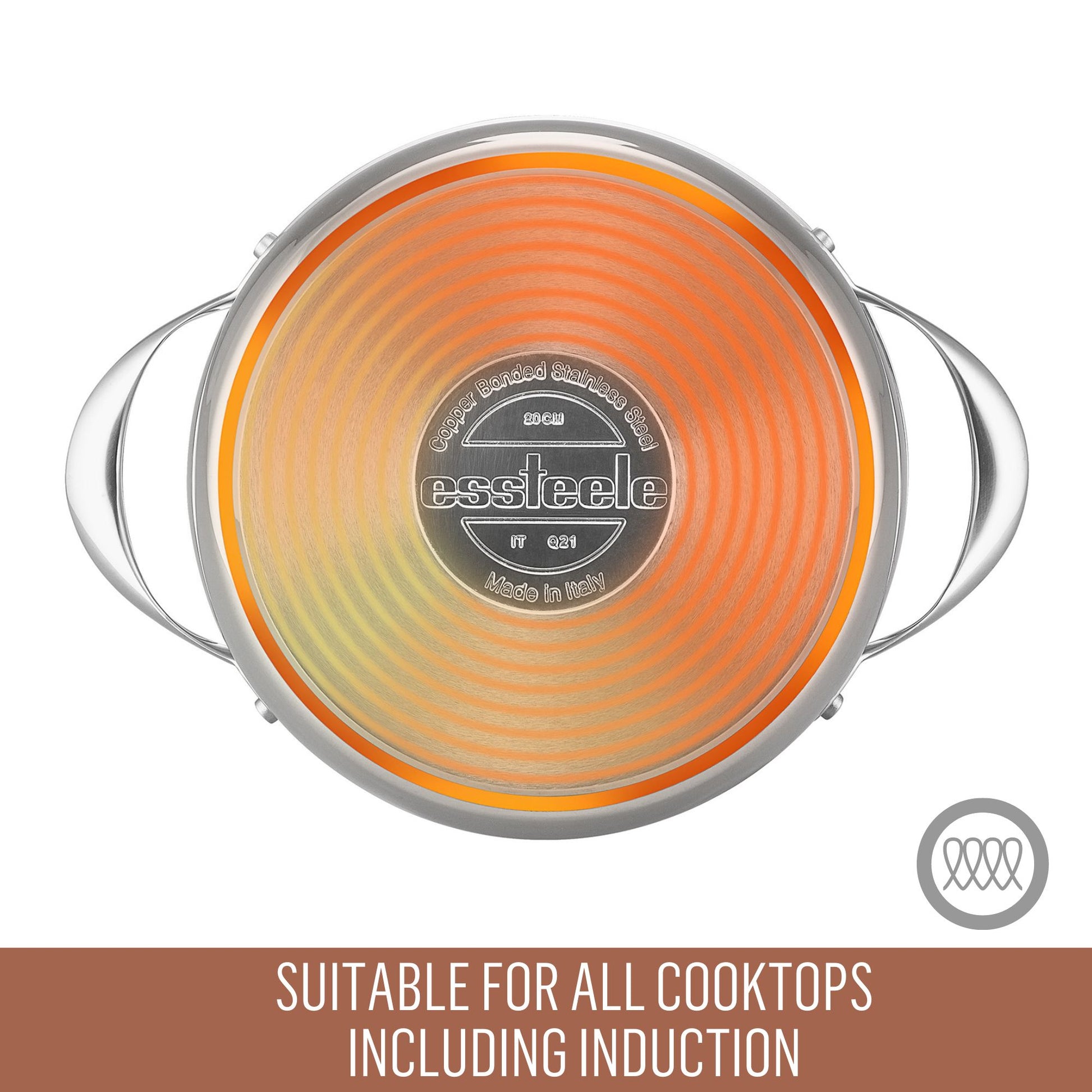 Essteele Per Vita 24cm / 7.1 L Covered Stockpot Featuring image of suitable on all  cooktops including induction 