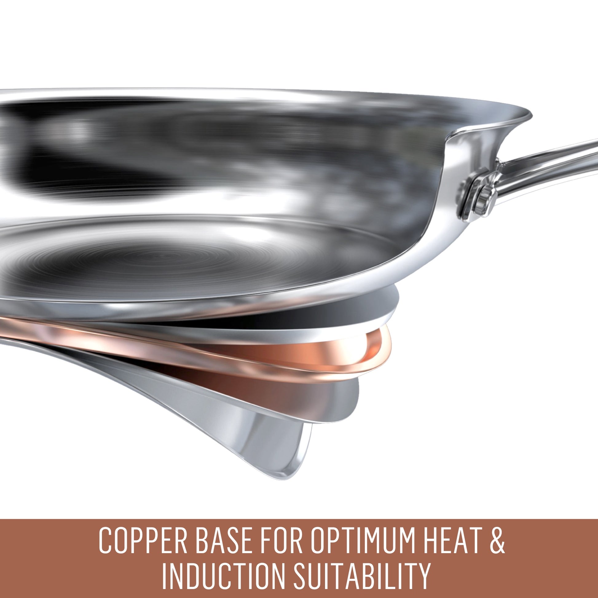 Essteele Per Vita 3 piece Cookware set features copper base for optimum heat and Induction suitability 