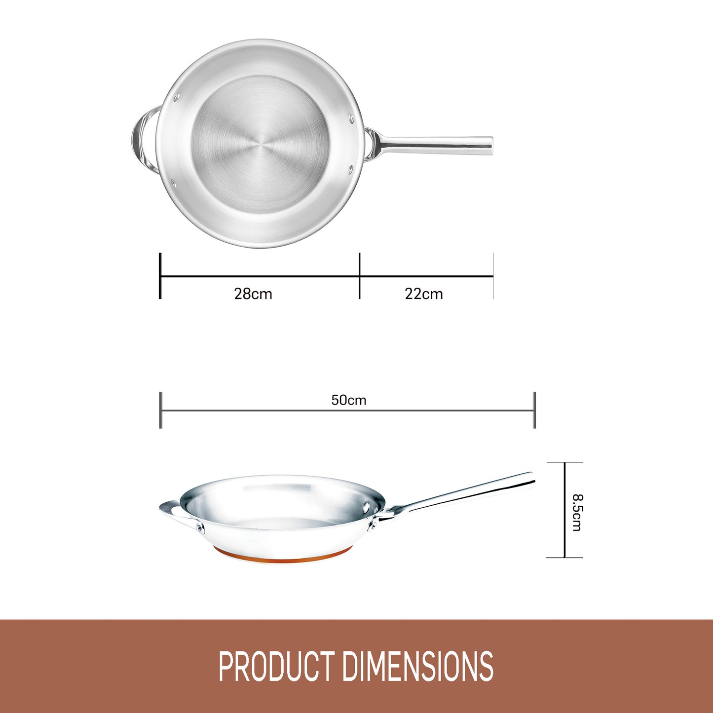 Essteele Per Vita 28cm Open French Skillet dimensions