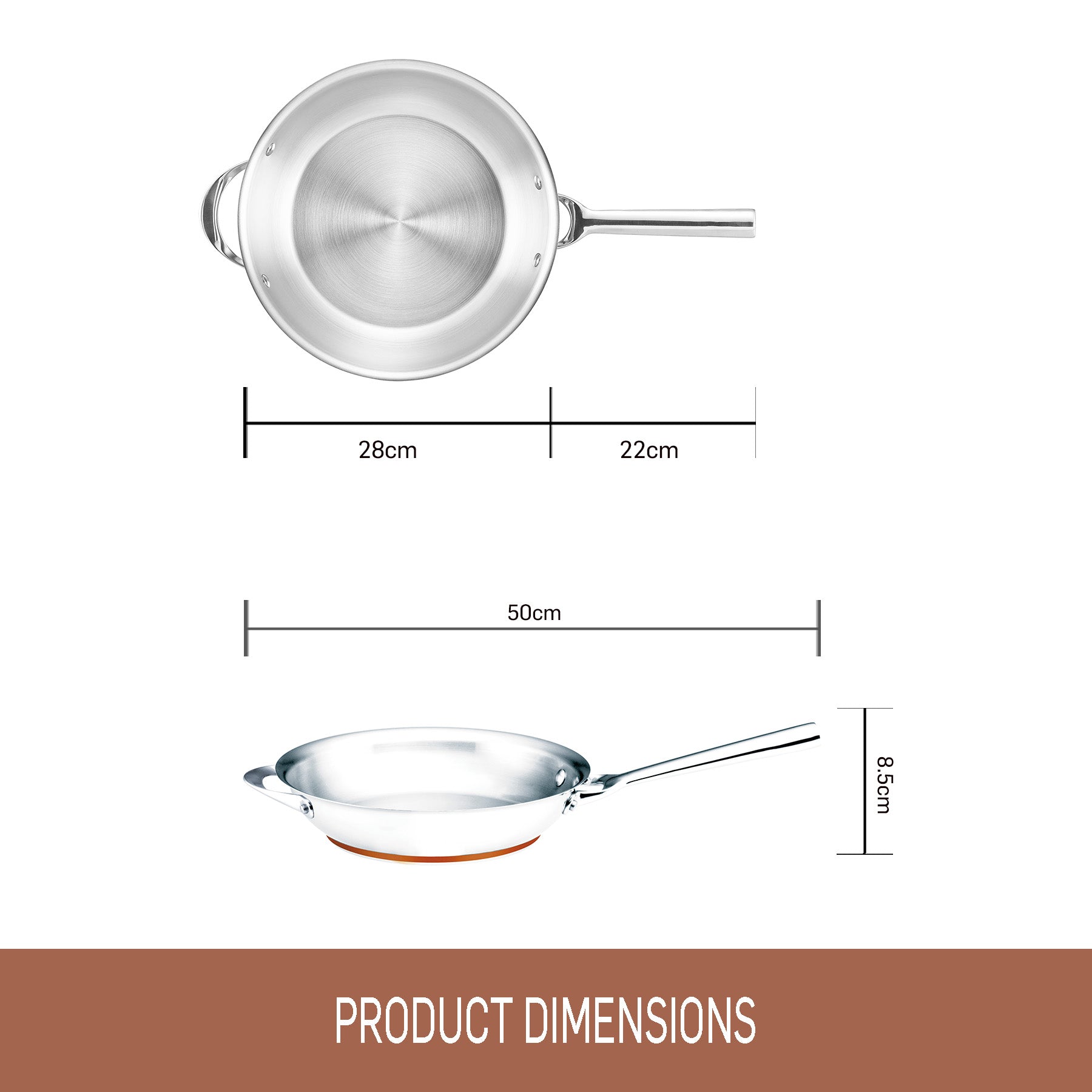 Essteele Per Vita 28cm Open French Skillet dimensions