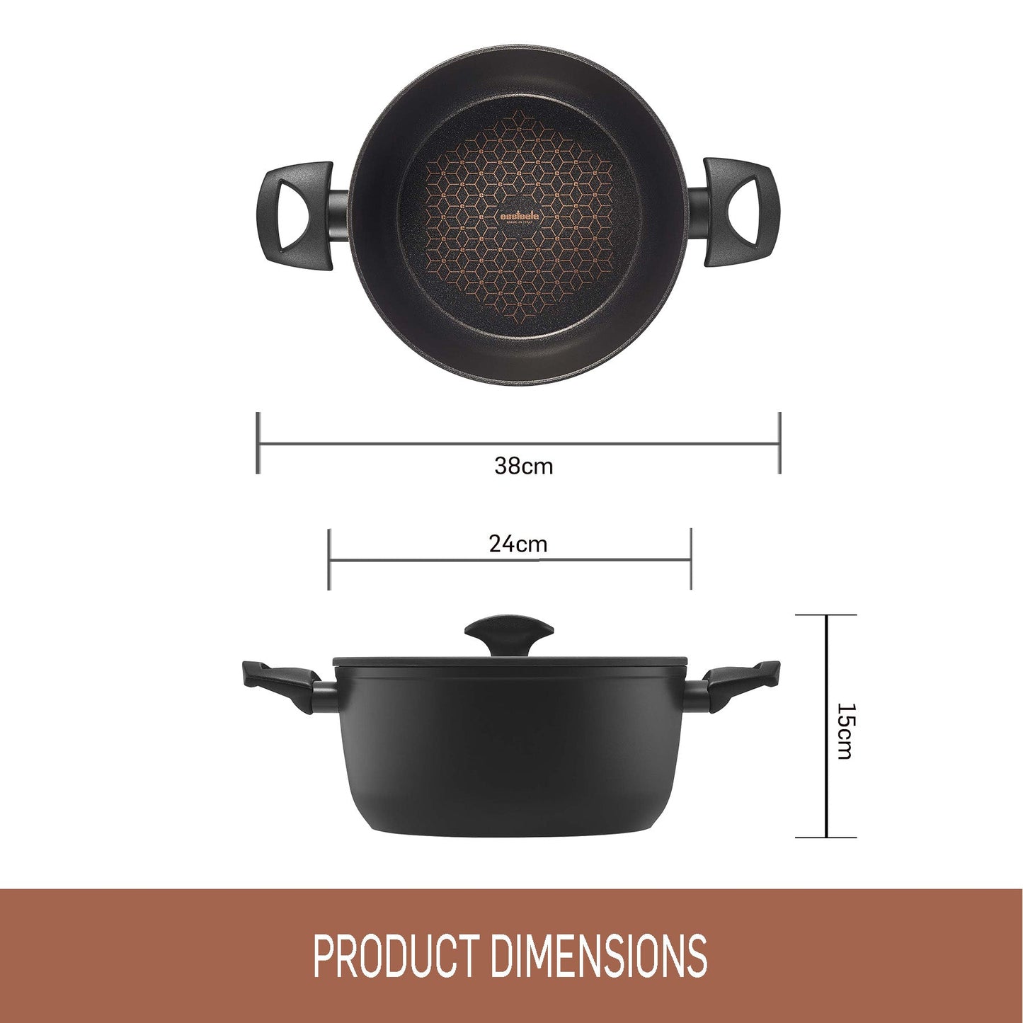 Essteele Per Salute 24cm / 4.5L Covered Casserole featuring Product dimensions 