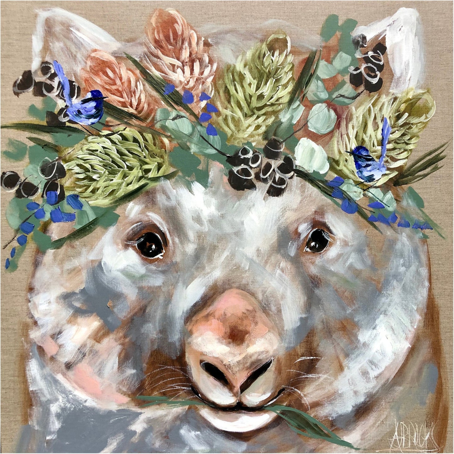 Forget Me Not Wombat Set 11x11cm Set of 4 Coasters