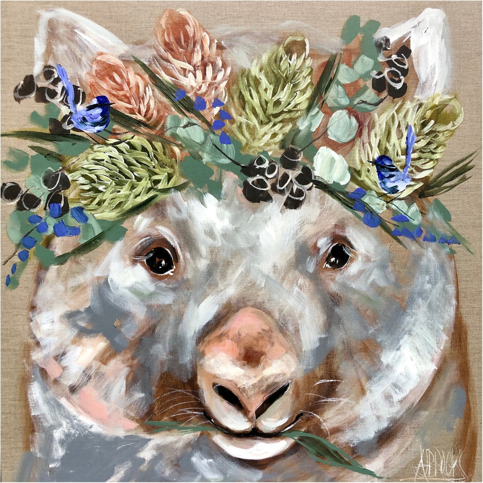 Forget Me Not Wombat Set 11x11cm Set of 4 Coasters
