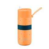 Rear side of the Franksters 16oz Reusable Cup - Flip Lid - Neon Orange