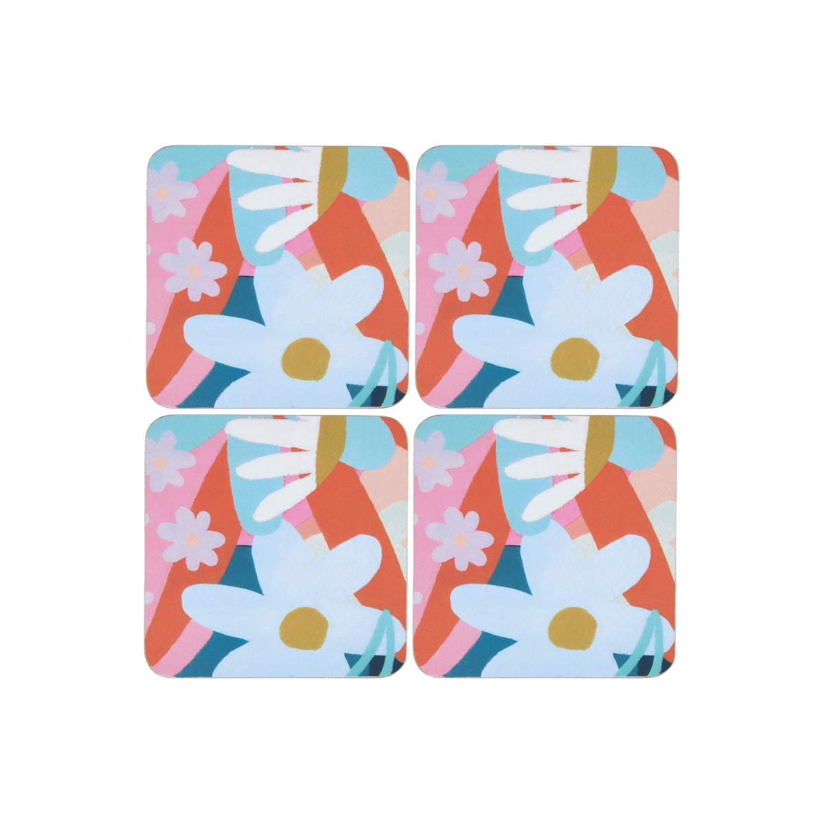 Rach Jackson Wild Wonderful Cork Back Coaster 10cm Set of 4 Gift Boxed