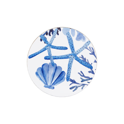 MW Blue Coral Round Cork Back Coaster 10cm Set of 4 Gift Boxed