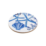 MW Blue Coral Round Cork Back Coaster 10cm Set of 4 Gift Boxed