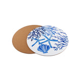 MW Blue Coral Round Cork Back Placemat 32cm Set of 4 Gift Boxed