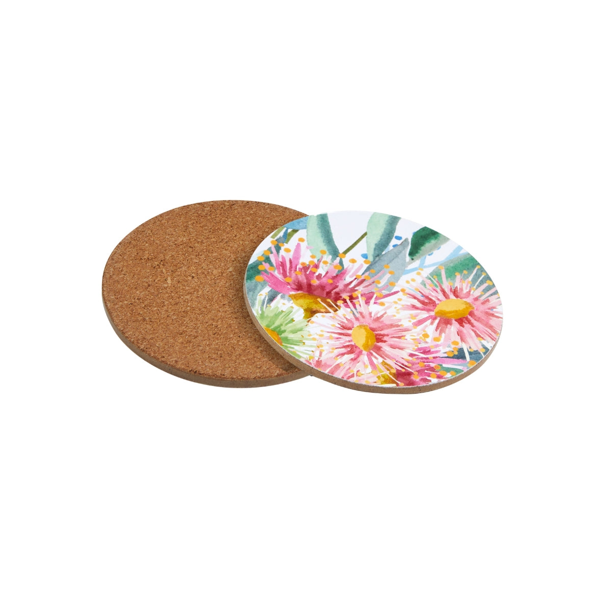 Royal Botanic Gardens Eucalyptus Bloom Round Cork Back Coaster 10cm Set of 4 Gift Boxed