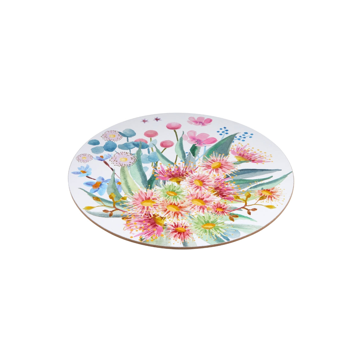 Royal Botanic Gardens Eucalyptus Bloom Round Cork Back Placemat 32cm Set of 4 Gift Boxed