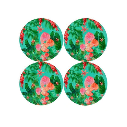 Teas and Cs Tropicana Round Cork Back Placemat 32cm Set of 4 Gift Boxed
