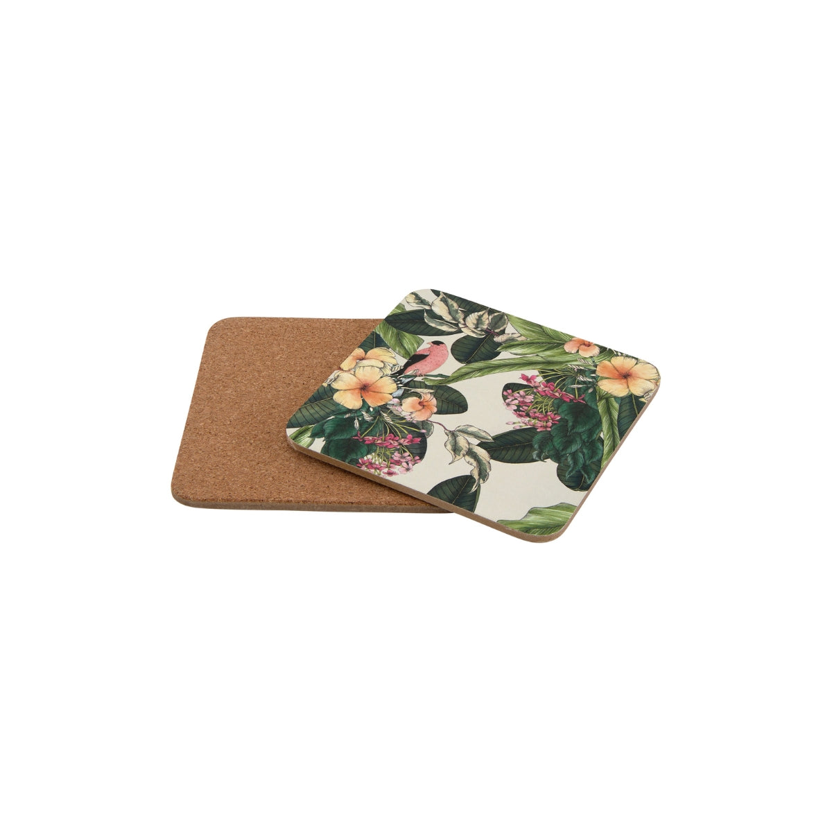 The Blck Pen Frangipani Cork Back Coaster 10.5cm Set of 4 Gift Boxed