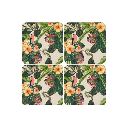 The Blck Pen Frangipani Cork Back Coaster 10.5cm Set of 4 Gift Boxed