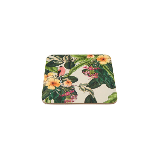 The Blck Pen Frangipani Cork Back Coaster 10.5cm Set of 4 Gift Boxed