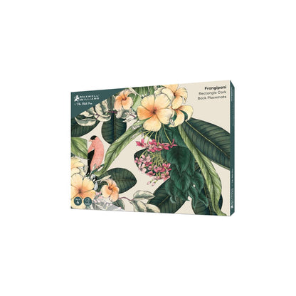 The Blck Pen Frangipani Cork Back Placemat 34x26.5cm Set of 4 Gift Boxed