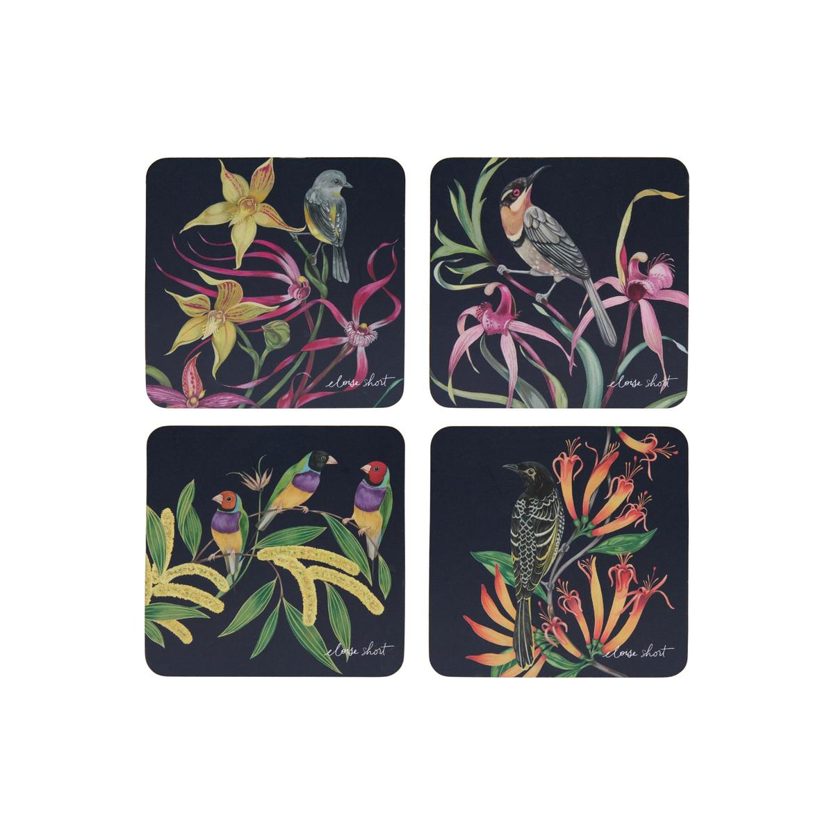 Eloise Short Lyric Cork Back Coaster 10.5cm Set of 4 Gift Boxed Assorted