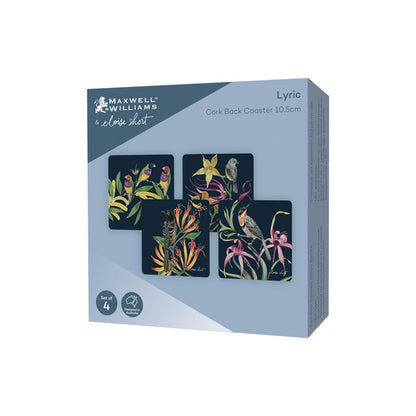 Eloise Short Lyric Cork Back Coaster 10.5cm Set of 4 Gift Boxed Assorted