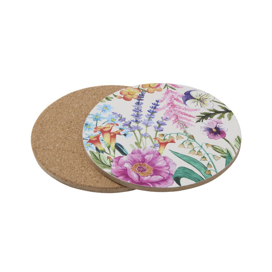 Maxwell & Williams Botanica Round Cork Back Coaster 10cm Set of 4 Gift Boxed