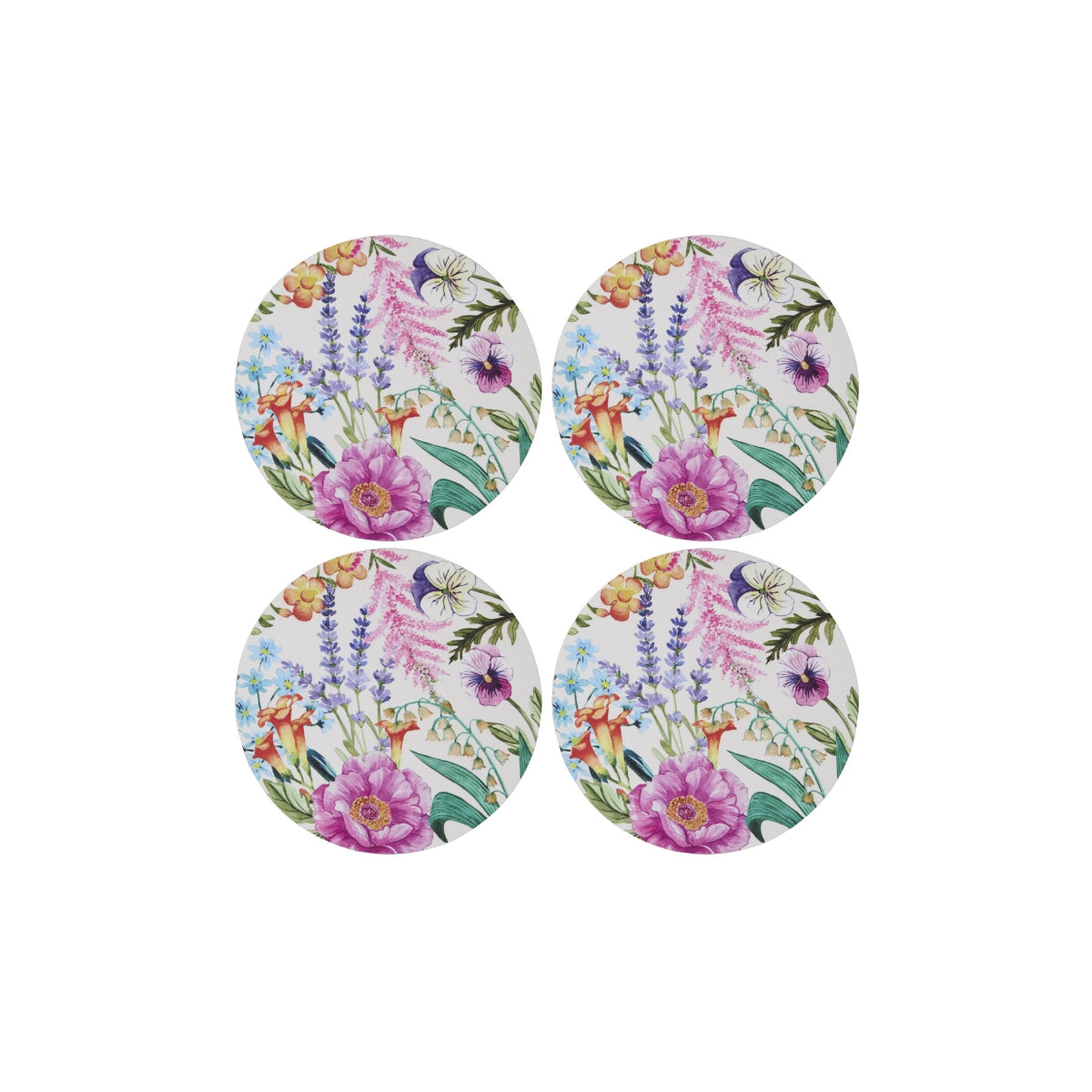 Maxwell & Williams Botanica Round Cork Back Coaster 10cm Set of 4 Gift Boxed