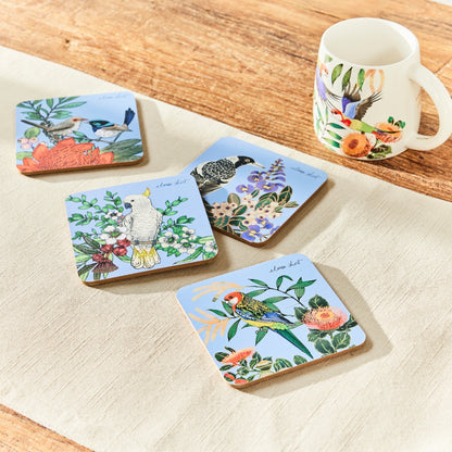 Maxwell & Williams Eloise Short Native Grace Cork Back Coaster 10.5cm Set of 4 Gift Boxed Assorted