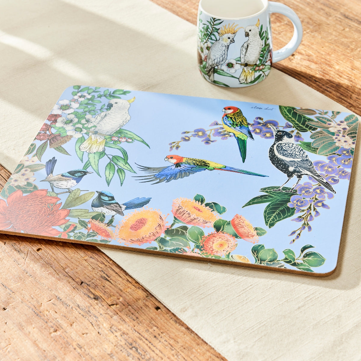Maxwell & Williams Eloise Short Native Grace Cork Back Placemat 34x26.5cm Set of 4 Gift Boxed