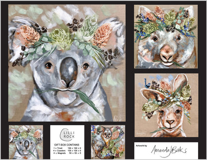 Amandas Fauna Gift Pack including 1 x Trivet 4 x Coasters & 4 x Magnets 35x27cm Gift Pack