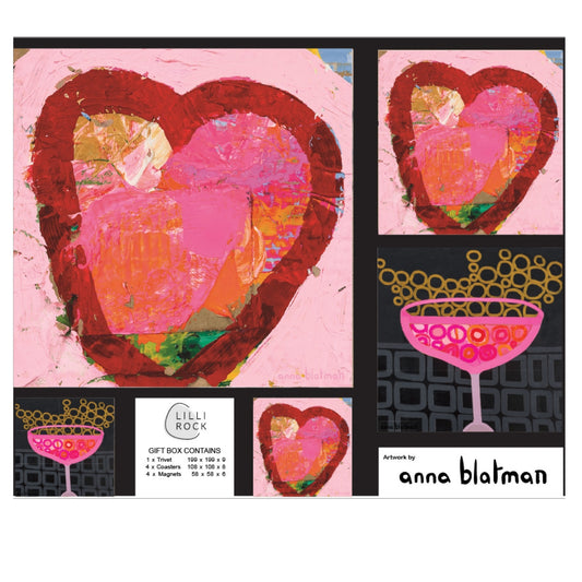 Annas Celebration Gift Pack including 1 x Trivet 4 x Coasters & 4 x Magnets 35x27cm Gift Pack