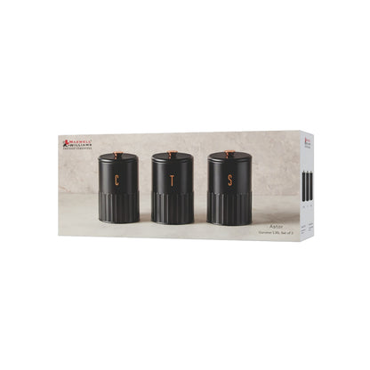 Astor Canister Set of 3 Black Gift Boxed