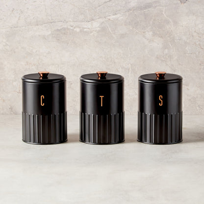 Astor Canister Set of 3 Black Gift Boxed