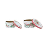 MW Festive Flora Cake Tins Set of 2 Lids Off Side by Side