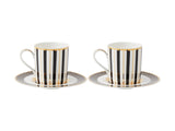 Teas and Cs Regency Demi Cup & Saucer 100ML Set of 2 Black Gift Boxed
