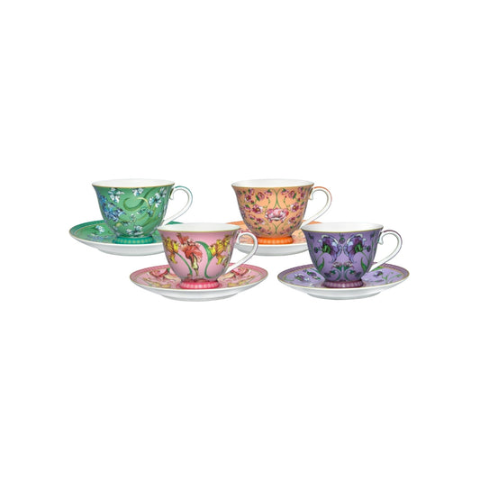 Estelle Michaelides Mystique Tall Cup & Saucer 230ML Set of 4 Assorted Gift Boxed