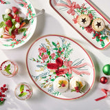 MW Festive Flora Lifestyle Tableware Shot Featuring Oval platter, oblong platter and bowl