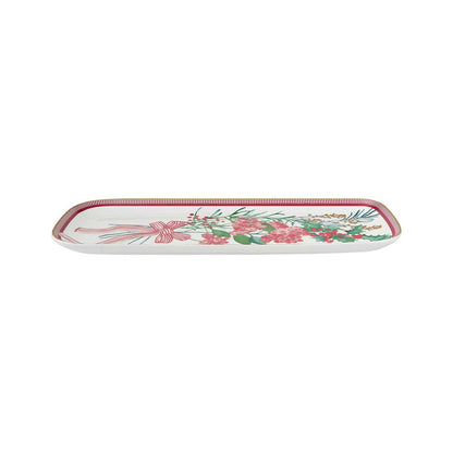 MW Festive Flora Oblong Platter 40cm on White Background