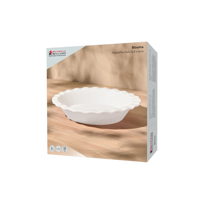 Blooms Fluted Pie Dish 21.5x4cm White Gift Boxed