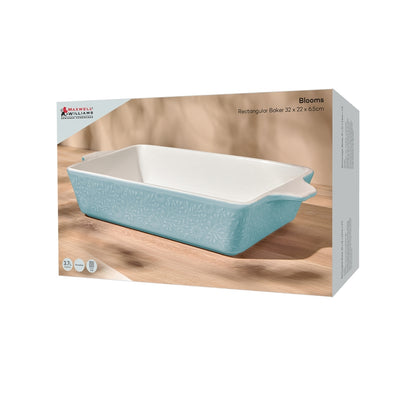 Blooms Rectangular Baker 32x22x6.5cm Blue Gift Boxed