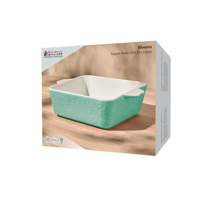 Blooms Square Baker 19x19x6.5cm Green Gift Boxed
