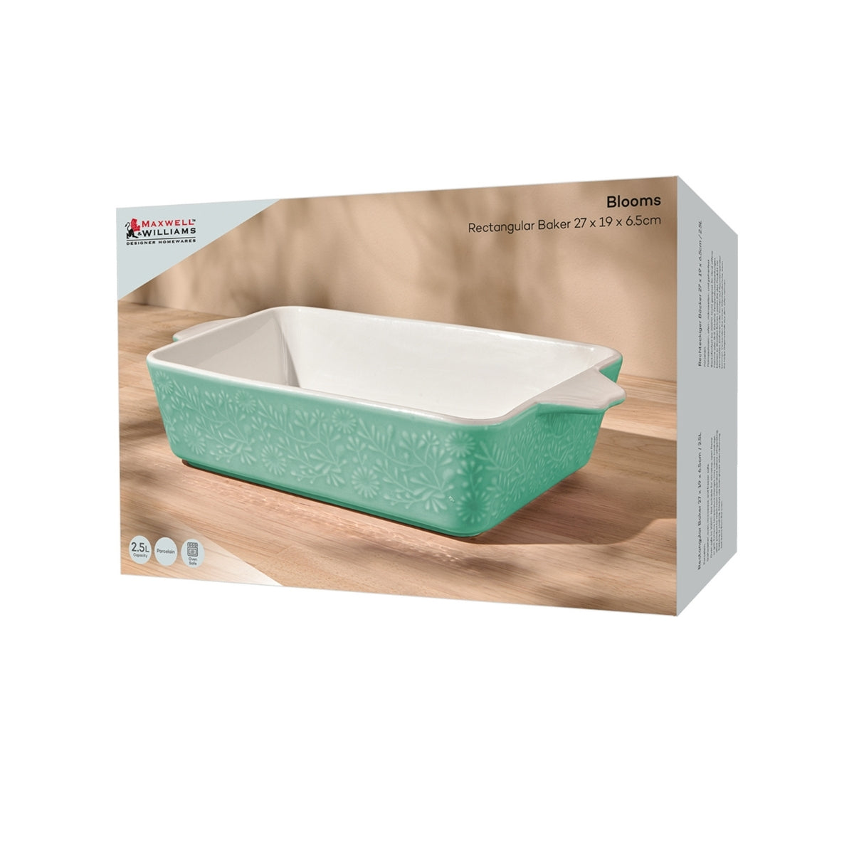  Blooms Rectangular Baker 27x19x6.5cm Green Gift Boxed
