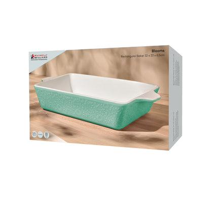 Blooms Rectangular Baker 32x22x6.5cm Green Gift Boxed