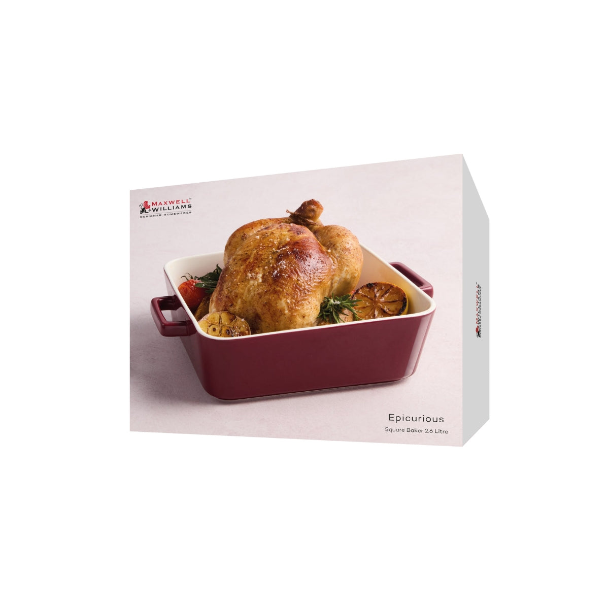 Maxwell & Williams Epicurious Square Baker 24x7.5cm Bordeaux Gift Boxed
