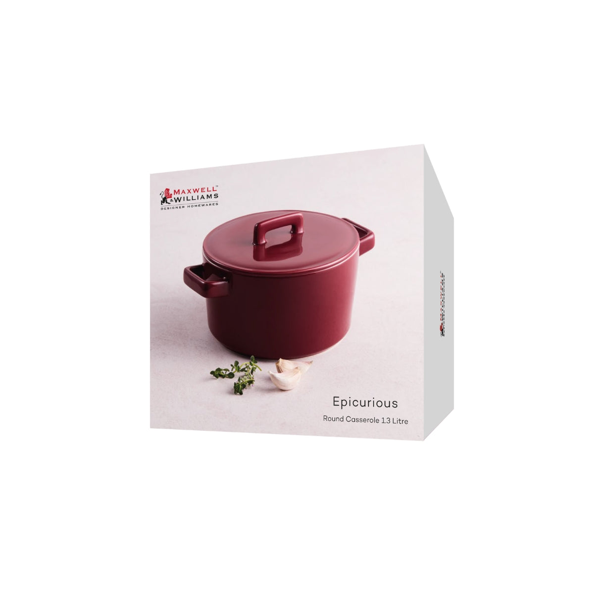 Maxwell & Williams Epicurious Round Casserole 17x8cm 1.3L Bordeaux Gift Boxed