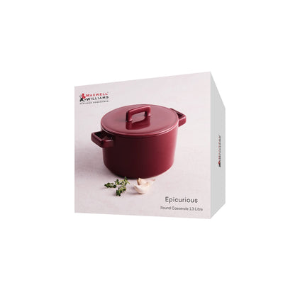Maxwell & Williams Epicurious Round Casserole 17x8cm 1.3L Bordeaux Gift Boxed