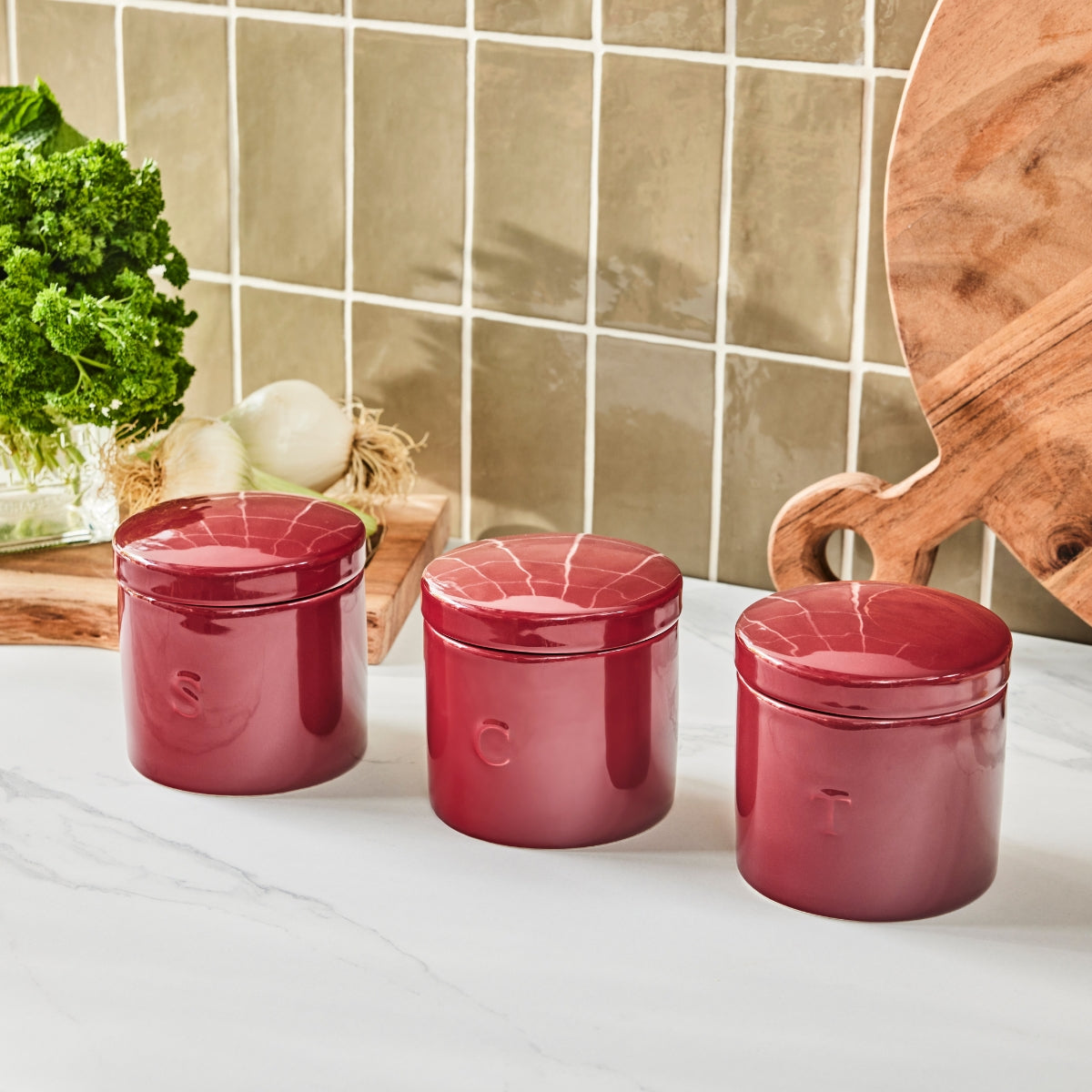Maxwell & Williams Epicurious Canister 500ML Set of 3 Bordeaux Gift Boxed