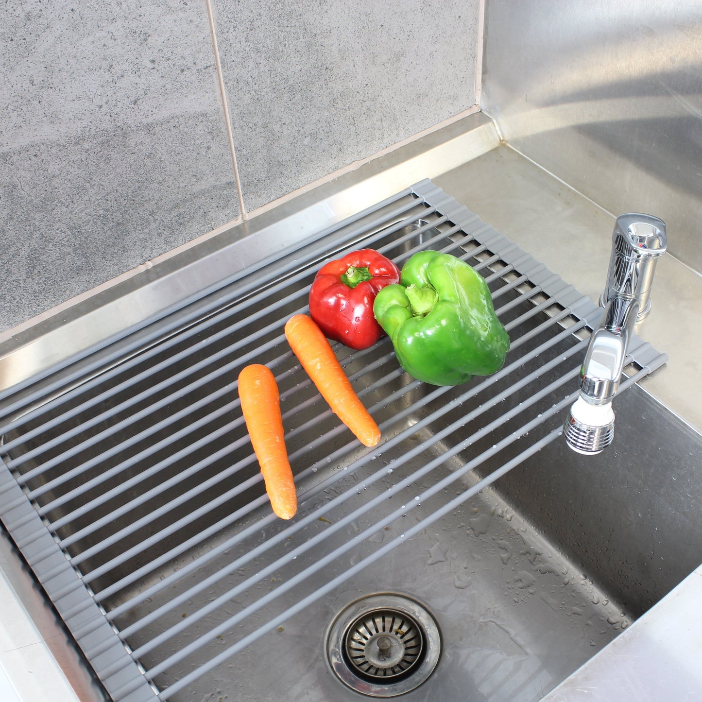 Vegetables Washed on the White Magic Drying Rack & Trivet