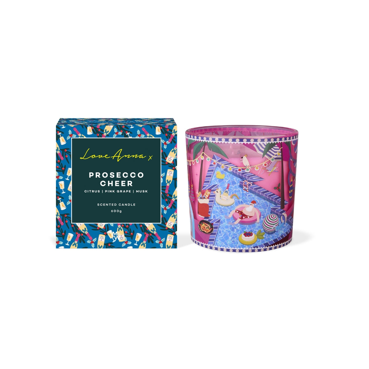Festive Down Under Fragrance Candle 600g Prosecco Cheer Gift Boxed