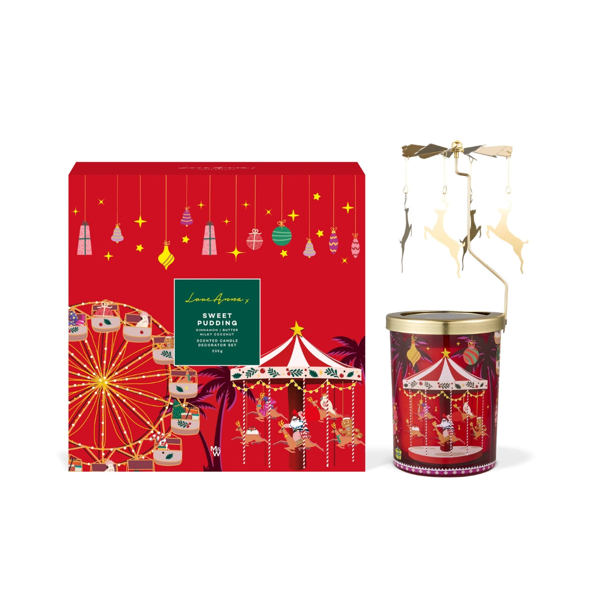 Festive Down Under Fragrance Candle 235g Sweet Pudding Decorator Set Gift Boxed