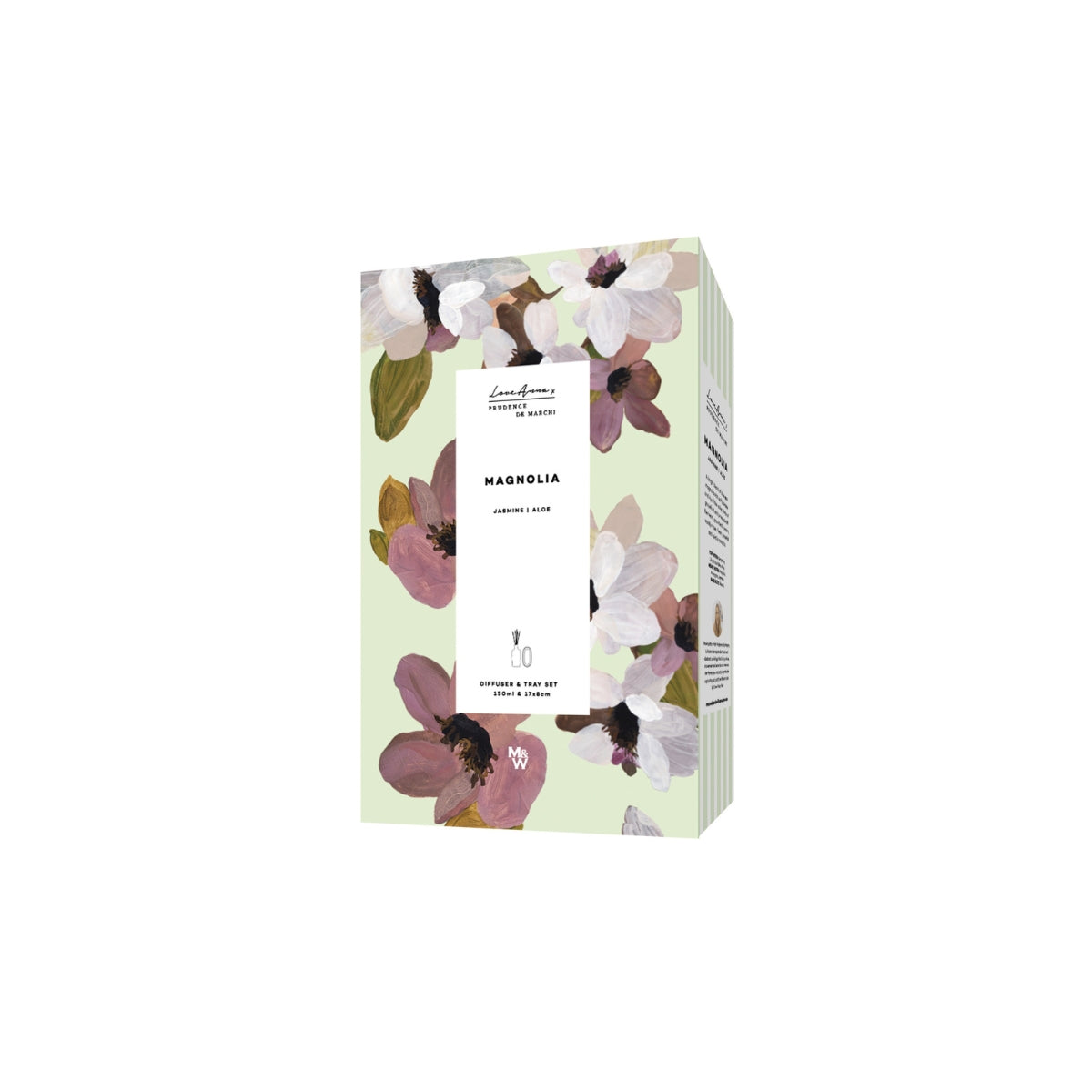 Maxwell & Williams Prudence De Marchi Magnolias Diffuser 150ML & Tray 17x8cm Set Gift Boxed