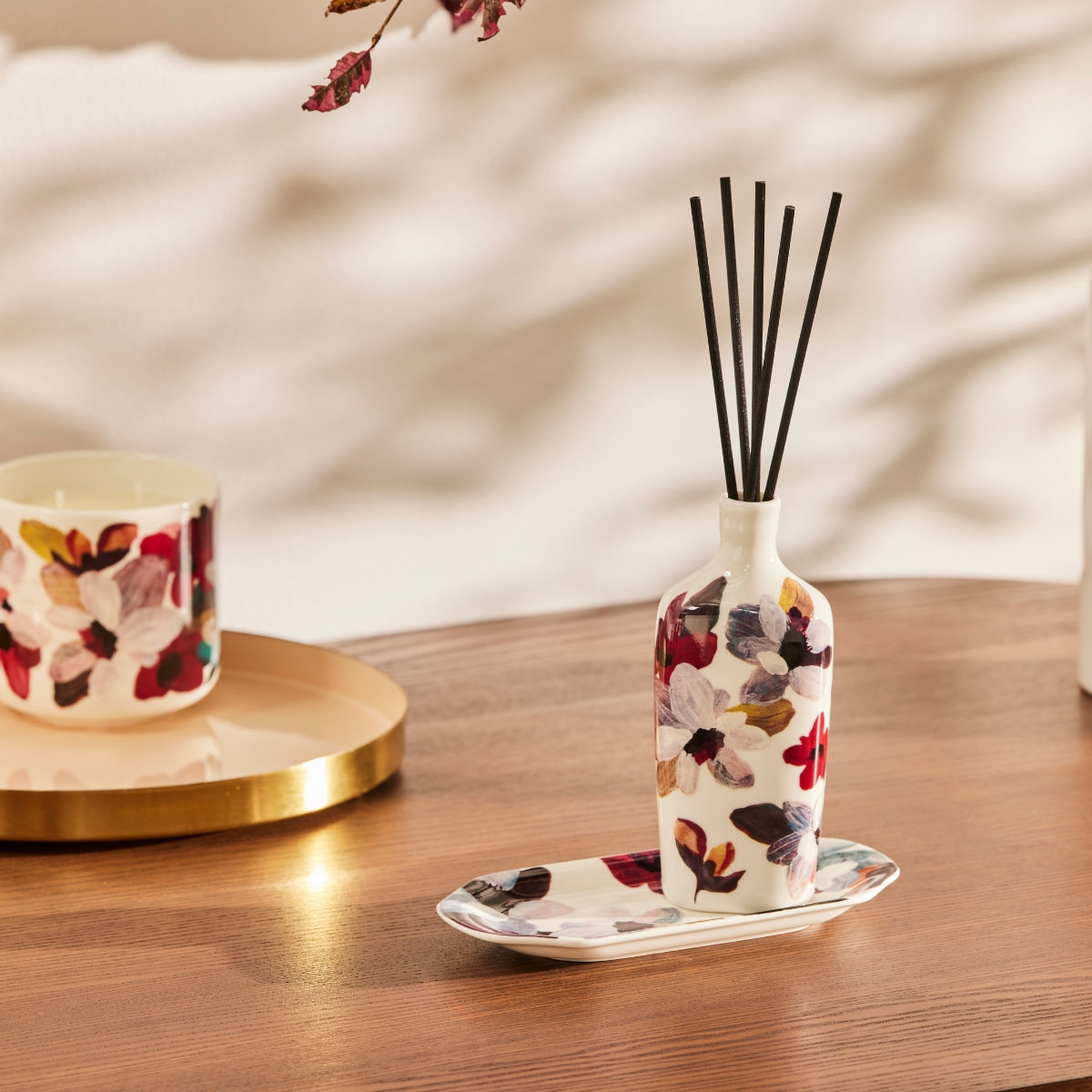 Maxwell & Williams Prudence De Marchi Magnolias Diffuser 150ML & Tray 17x8cm Set Gift Boxed