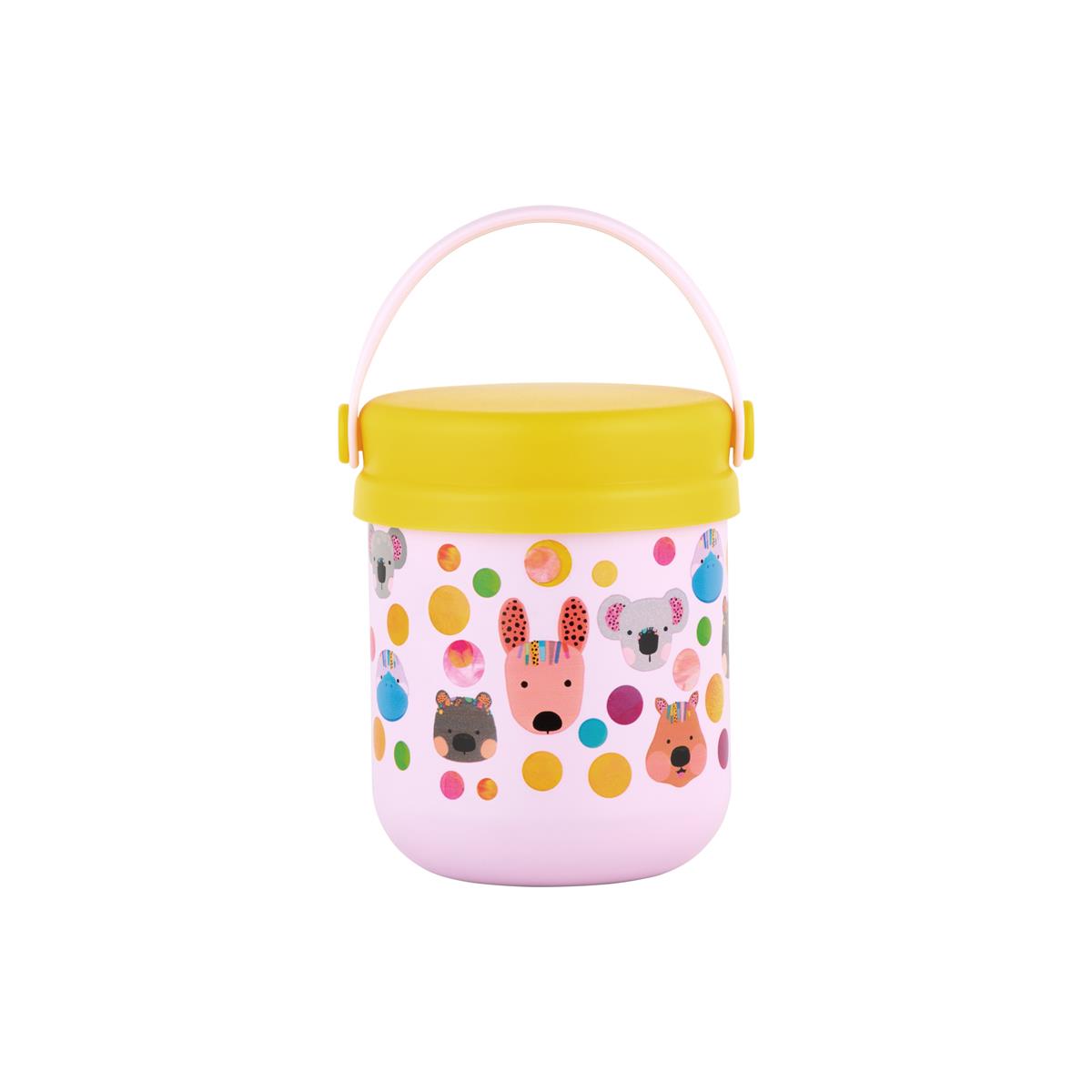Kasey Rainbow Critters Childrens Insualted Food Container 300ml Pink