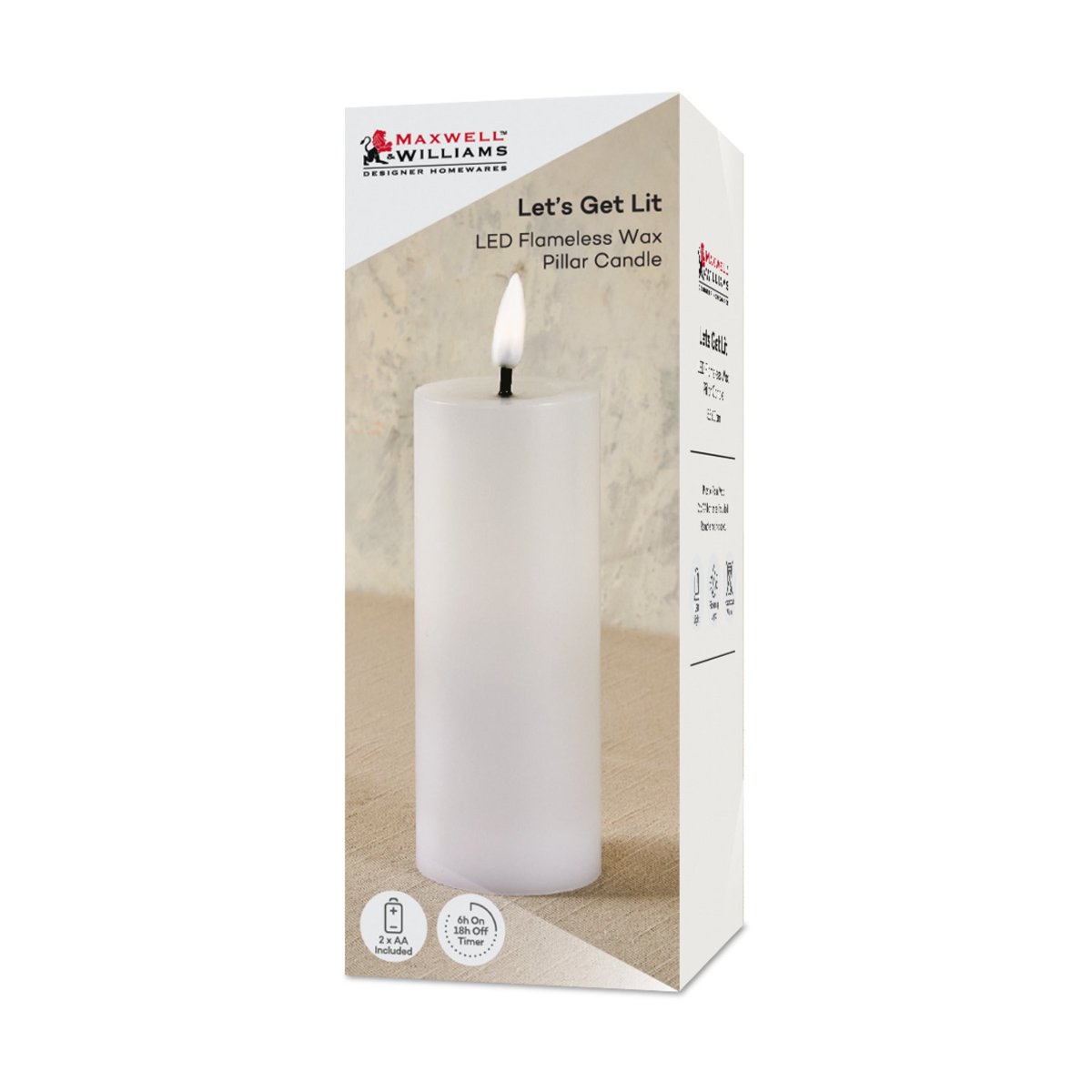 MW Lets Get Lit LED Flameless Candle 5.5x12.5cm Natural Gift Boxed